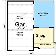 a floor plan for a garage with measurements