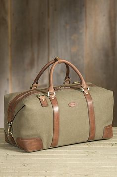 Overland Jarvis Canvas and Leather Duffel Bag | Overland Leather Duffle Bag Men, Canvas Duffel Bag, Canvas Duffle Bag, Leather Duffel Bag, Leather Duffel, Leather Duffle Bag, Mens Travel Bag, Leather Travel Bag, Leather Duffle