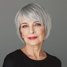 Gray Hair Bobs Older Women, Hair Over 60 Aging Gracefully, Bang Styles, 70 Hairstyles, Grey Hair With Bangs, Grey Bob Hairstyles, Choppy Bob Hairstyles For Fine Hair, Short Spiky Hairstyles