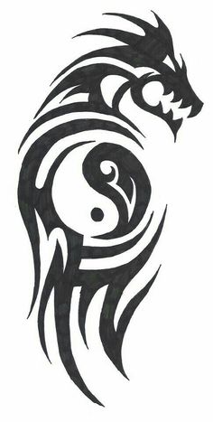 a black and white drawing of a dragon with the letter s in it's tail