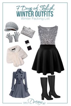 winter outfits for women with text overlay