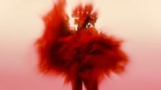 a blurry image of a woman in a red dress