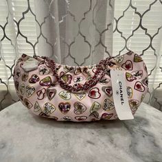 Nwt 2006 Pink Chanel Coco Hearts Shoulder Bag Comes With Original Dust Bag, Authenticity Card, And Box. Length: 12 Inches Height: 7.75 Inches Width: 4.75 Inches Smoke Free Home. Chanel Canvas, Heart Tote Bag, Heart Motif, Pink Chanel, Shopping Chanel, Previous Life, Cute Bags, Valentine Heart, Chain Bags