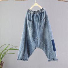 Women Fashion Denim Embroidered Baggy Pants Holes Distressed Jeans Trousers | eBay Baggy Patchwork Medium Wash Jeans, Baggy Patchwork Jeans In Medium Wash, Baggy Patchwork Cotton Jeans, Baggy Cotton Patchwork Jeans, Medium Wash Cotton Pants With Patchwork, Medium Wash Cotton Patchwork Pants, Medium Wash Patchwork Cotton Pants, Baggy Pants, Baggy Pant