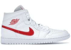 Buy and sell authentic Jordan shoes on StockX including the Jordan 1 Mid White University Red (W) and thousands of other sneakers with price data and release dates. Jordan 1 Mid Women, Air Jordan 1 Mid White, Jordan 1 Mid White, Authentic Jordans, Jordan Sneaker, Jordan Retro 1, Nike Air Jordan 1 Mid, Womens Air Jordans, Air Jordan Retro