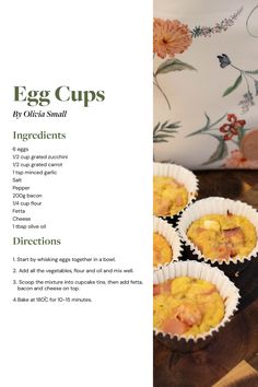 an egg cup recipe is shown with instructions