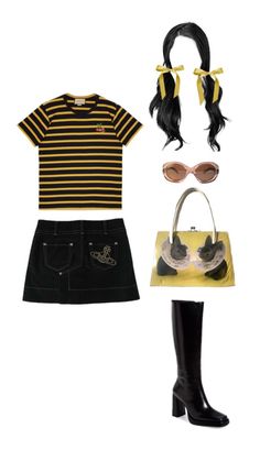 styled by me Yellow Concert Outfit, Found Heaven Tour Outfits, Gucci Hahaha, Conan Gray Concert Outfit, Black And Yellow Outfit, Heaven Outfit, Mia Rodriguez, Conan Gray Concert, Hslot Outfit