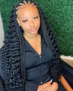 𝒇𝒐𝒍𝒍𝒐𝒘 𝒎𝒚 𝒇𝒍𝒊𝒄𝒌𝒔 𝒑𝒂𝒈𝒆 @𝒅.𝒆𝒂𝒅𝒕𝒓𝒐𝒍𝒍���𝒛 Braided Hairstyles For Black Women Going Back, Braided Half Up Half Down Hair Black Women Weave, Braids In The Front And Curly Hair In The Back, Braid Back With Weave, Braids And Weave Hairstyles Black Women, Braid Styles For Black Women Ideas, Corn Row Hairstyles Half Up Half Down, Feed In Sew In Hairstyles, Lace Front With Braids