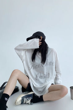 Stylish Logo, Loose Long Sleeve, Studio Logo, Oversized Silhouette, Long Sleeve Top, Casual Wear, Long Sleeve Tops