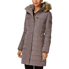 MICHAEL Michael Kors Women's Down Winter Coat with Faux Fur Hood - Zooloo Leather Women's Puffer Coats, Down Winter Coats, Long Puffer Coat, Long Puffer, Down Puffer Coat, Flannel Women, Fur Hood, Winter Outfits Women, Down Coat