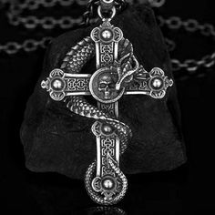 Gothic Punk Skull Dragon Cross Pendant Retro Necklace Biker Jewelry For Men 24" | eBay Goddess Of Fortune, Skull Dragon, Retro Necklace, Punk Skull, Norse Symbols, Biker Jewelry, Gothic Punk, Jewelry For Men, Men's Necklace