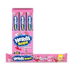 the nerds rope candy bar is pink