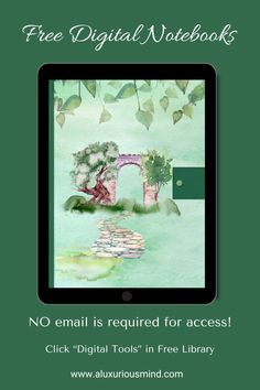 a tablet with the text free digital notebooks no email is required for access click digital tools'n free library