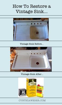 how to restore a vintage sink with vinegar and pinkish after it was used in the 1950's