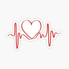 a heart and heartbeat sticker on a white background