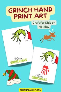 Grinchy Hand print Art for Kids to Make on the Holiday Season, Holiday Grinch Handwork Activity for Kids on Christmas, Festive Grinch Hand Art for Children to Make on the Holiday celebration, Grinch Handprint to Make Free Printables and Template, Jolly Grinch Hand Art Fun Activity and Project for Kids Grinch Art Projects, Hand Print Art For Kids, Grinch Handprint, Letter G Crafts, Grinch Art, Grinch Printable, Hand Print Art, Christmas Handprint Crafts, Prek Crafts