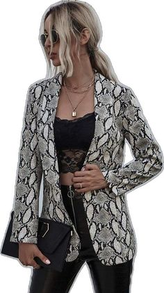 Snakeskin Blazer Outfit, Snakeskin Blazer, Fall Leather Jacket With Snake Print, Snakeskin Trench Coat, Long Sleeve Snake Print Winter Outerwear, Still Of The Night, Back To The 80's, Throw Back, The 80's