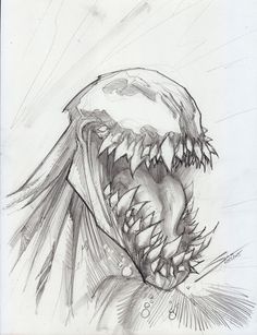 a drawing of a monster with its mouth open