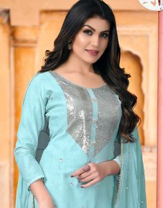 Classic Designer Modal Chanderi Salwar Suit Processing Time : 10-12 Business Days Work : Embroidery Work Fabric:Top : Modal Chanderi Bottom : Santoon Dupatta : Art Silk Fancy Fabric Color:Top : Sky Blue Bottom : Sky Blue Dupatta : Sky Blue Sky Blue Dupatta, Blue Dupatta, Sky Blue Dress, Fancy Fabric, Raw Silk Fabric, Designer Kurti Patterns, Kurti Patterns, Designer Kurti, Salwar Suit