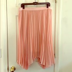 Nwot Beautiful Peach Daneil Rainn Sheer Pleated Skirt With Slip And Handkerchief Hem. Spring Peach Flowy Skirt, Chic Peach Skirt For Spring, Summer Party Peach Skirt, Spring Peach Long Skirt, Spring Pink Stretch Pleated Skirt, Pink Stretch Pleated Skirt For Spring, Peach Lined Skirt For Spring, Peach Spring Skirt, Peach Lined Skirt