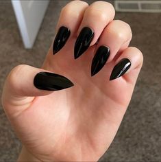 "READ FULL DESCRIPTION BEFORE PURCHASING -I use regular nail polish. The nails are not as thick or sturdy as acrylic or gel.  -Due to everyones nail beds being different, the nails may look slightly longer, shorter, etc. on you.  (you can see in the photos, they look a little different on everyone) -All orders are custom & made-to-order. Allow up to 7-10 business days to be made & shipped.  -Note that slight imperfection or inconsistency can occur in handmade products. These can be made in other Long Black Nails, Black Stiletto Nails, Pointy Nails, Felix Lee, Short Nail Designs, Nail Charms, Stiletto Nails, Nude Nails