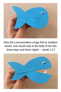 two pictures showing how to make a fish out of paper