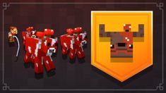 an image of some red and yellow items on the wall with text that reads minecraft