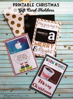 printable christmas gift card holders on a table