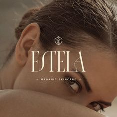 an image of a woman's face with the word estela on it in front of her