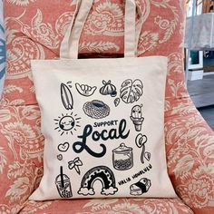 Support Local Canvas Tote Canvas Bag Design, Bag Illustration, Painted Tote, Free Tote, Diy Tote Bag, Graphic Tote, Black Friday Shopping, Jute Bags, Canvas Designs