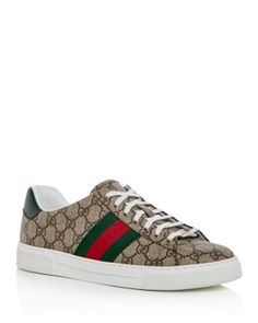 Gucci Men's Ace Canvas and Leather Sneakers Gucci Designer Formal Sneakers, Gucci Designer Sneakers For Formal Occasions, Buy Gucci, Gucci Men, Canvas Leather, Leather Sneakers, Pick Up, In Store, Buy Online