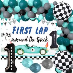 the first lap around the track 1st birthday party supplies