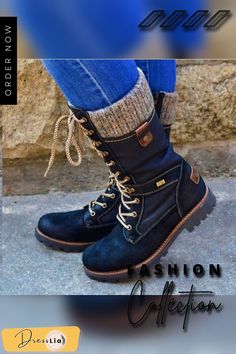 Retro Lace-up Women Boot Punk Boots, Flat Heel Boots, Rounded Toe Boots, Womens Mid Calf Boots, Martin Boots, Motorcycle Boots, Cool Boots, Mid Calf Boots, Outfit Casual