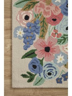 an area rug with flowers on it