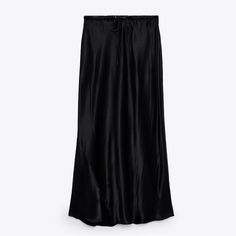 Zara Satin Midi Skirt - Size: M - Color: Black - New With Tags Zara Evening Midi Skirt, Zara Black Evening Skirt, Zara Black Flowy Skirt, Zara Black Midi Skirt, Black Flowy Skirt From Zara, Satin Midi Skirt, Zara Skirts, Women Skirts Midi, Zara Black