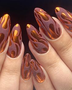 Red Orange Nails, Fall Nail Art Ideas, 3d Nail Designs, Unghie Nail Art, Cute Simple Nails, Unique Fall, Thanksgiving Nails, Fall Nail Art, Orange Nails