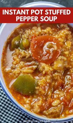 instant pot stuffed pepper soup in a bowl