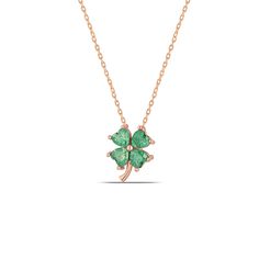 "🍀 Four Leaf Clover Necklace 🍀  * 4 Leaf Clover is believed to bring \"Good Luck\" and each leaf in the clover symbolises good omens for faith, hope, love, and luck for the owner. Our Shamrock necklace features frosted Cubic Zirconia stones. Perfect for St. Patricks Day and a lucky necklace gift for women! Available in Green, White and Pink.  Matching Earrings and Bracelets ⬇ https://etsy.me/3LUun9j * Material: High Quality Solid 925 Sterling Silver * Finish: Rhodium Plated * 14k Yellow Gold P Green Good Luck Charms Necklace, Shamrock Necklace, Good Luck Necklace, Blue Opal Necklace, Clover Jewelry, Thick Chain Necklace, Four Leaf Clover Necklace, Pearl Chain Necklace, Minimal Necklace