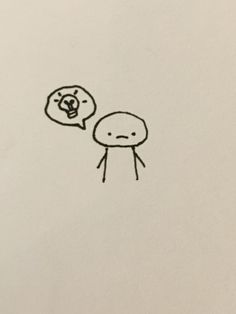 a drawing of a person with a thought bubble