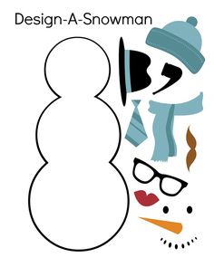 the snowman is made out of paper and has various hats, scarfs and eyeglasses