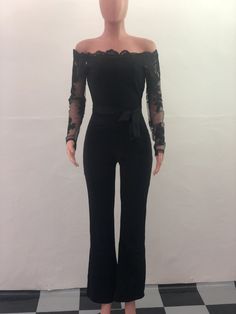 Appliques Lace Patchwork Jumpsuit Women Sexy Off Shoulder Slash Neck L – Global Fashions GC Off-shoulder Stretch Jumpsuit For Night Out, Stretch Off-shoulder Jumpsuit For Night Out, Black Stretch Off-shoulder Jumpsuits And Rompers, High Waist Jumpsuits And Rompers For Party, Off-shoulder Stretch Jumpsuits And Rompers For Party, Stretch Off-shoulder Jumpsuit For Party, Stretch Party Overalls, Stretch Party Overalls And Rompers, Non-stretch Jumpsuits For Night Out