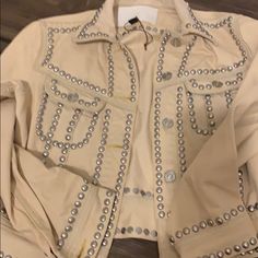 Have Fun With Studs Stunner Fitted Coach Outerwear With Pockets, Coach Fitted Long Sleeve Outerwear, Coach Long Sleeve Fitted Outerwear, Fitted Long Sleeve Coach Outerwear, Chic Coach Spring Outerwear, Coach Jackets, Studded Jacket, Coach Jacket, Jean Jackets