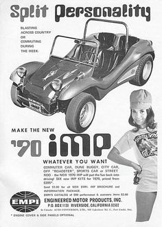 an old advertisement for a car with a woman standing in front of it and the words, spirit personality make the new'70 mph whatever you want