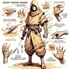 the concept art for desert mirage shinobi