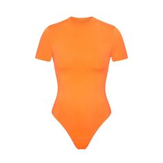 Nwot Size S/M Color: Orange Highlighter Basic Crew Neck Bodysuit For Summer, Summer Basic Crew Neck Bodysuit, Spring Short Sleeve Elastane Bodysuit, Sporty Fitted Orange T-shirt, Sporty Short Sleeve High Stretch Bodysuit, Sporty High Stretch Short Sleeve Bodysuit, Sporty Short Sleeve Bodysuit For Summer, Summer Basic Short Sleeve Bodysuit, Sporty Stretch Bodysuit With Short Sleeves