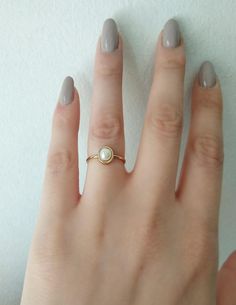 14K Gold Solitaire Pearl Ring Minimalist pearl ring Dainty | Etsy Minimal Gold Ring Design, Pearl Finger Ring Designs, Pearl Ring Designs Silver, Indian Gold Rings, Rings With Pearls, Simple Pearl Ring, Real Gold Rings, Pearl Ring Simple, Pearl Ring Design