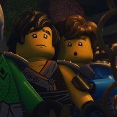 the lego movie characters are looking at each other