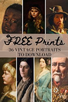 the cover of free prints for vintage portraits