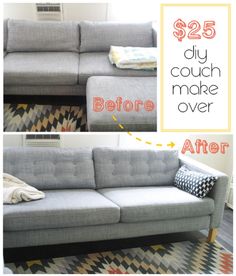 a couch that has been upholstered with the same fabric as it is being used