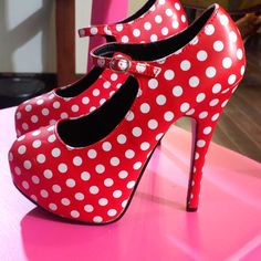 Reposhing This Item. Never Worn. Questions? Leave A Comment Below! Polka Dot Round Toe Heels For Parties, Clown Drag, My Little Pony Names, Indie Sleaze, Pin Up Outfits, Neon Aesthetic, Red Heels, Platform Shoes, White Polka Dot